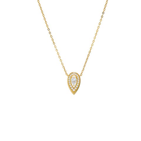 Pave Teardrop Stone Pendant Necklace