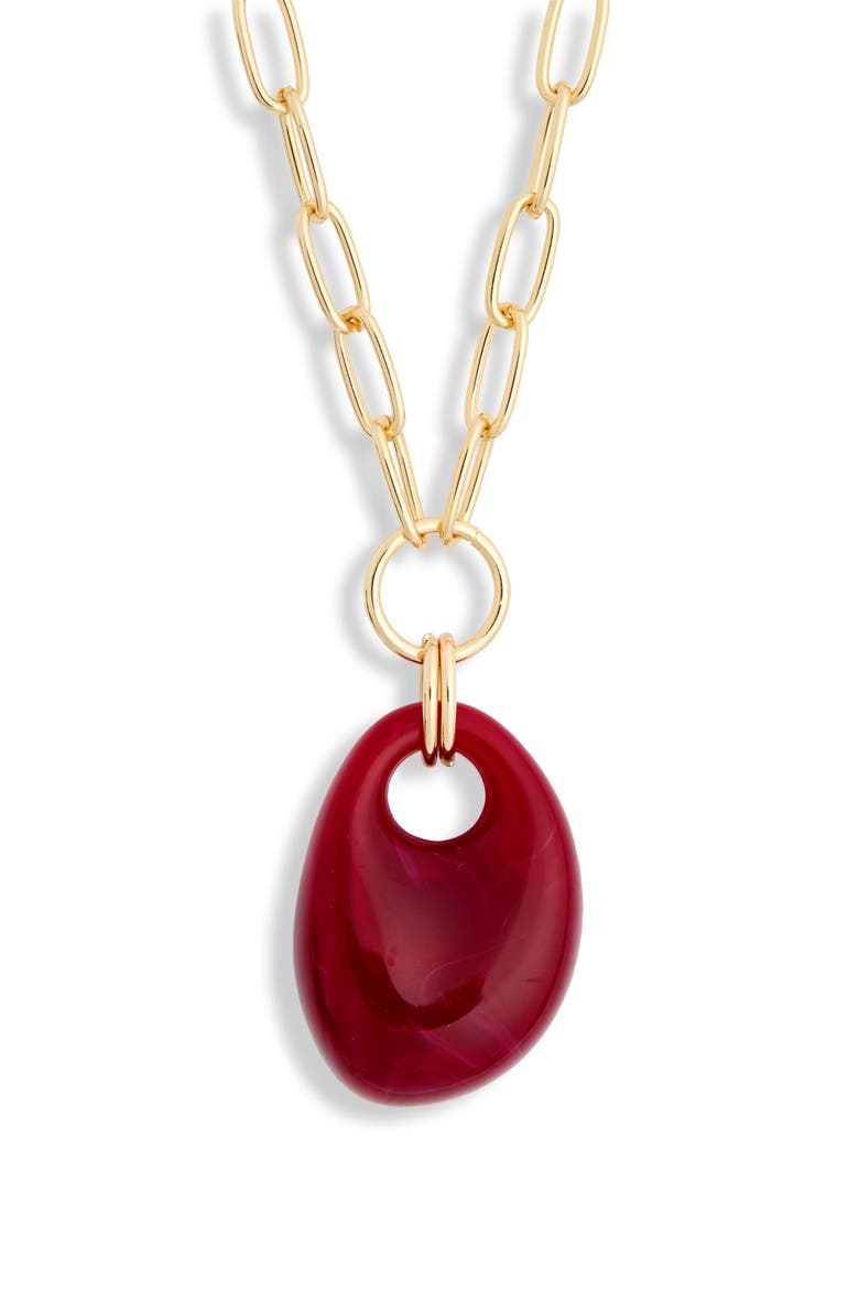 Resin Pendant Chain Necklace, Main, color, BURGUNDY