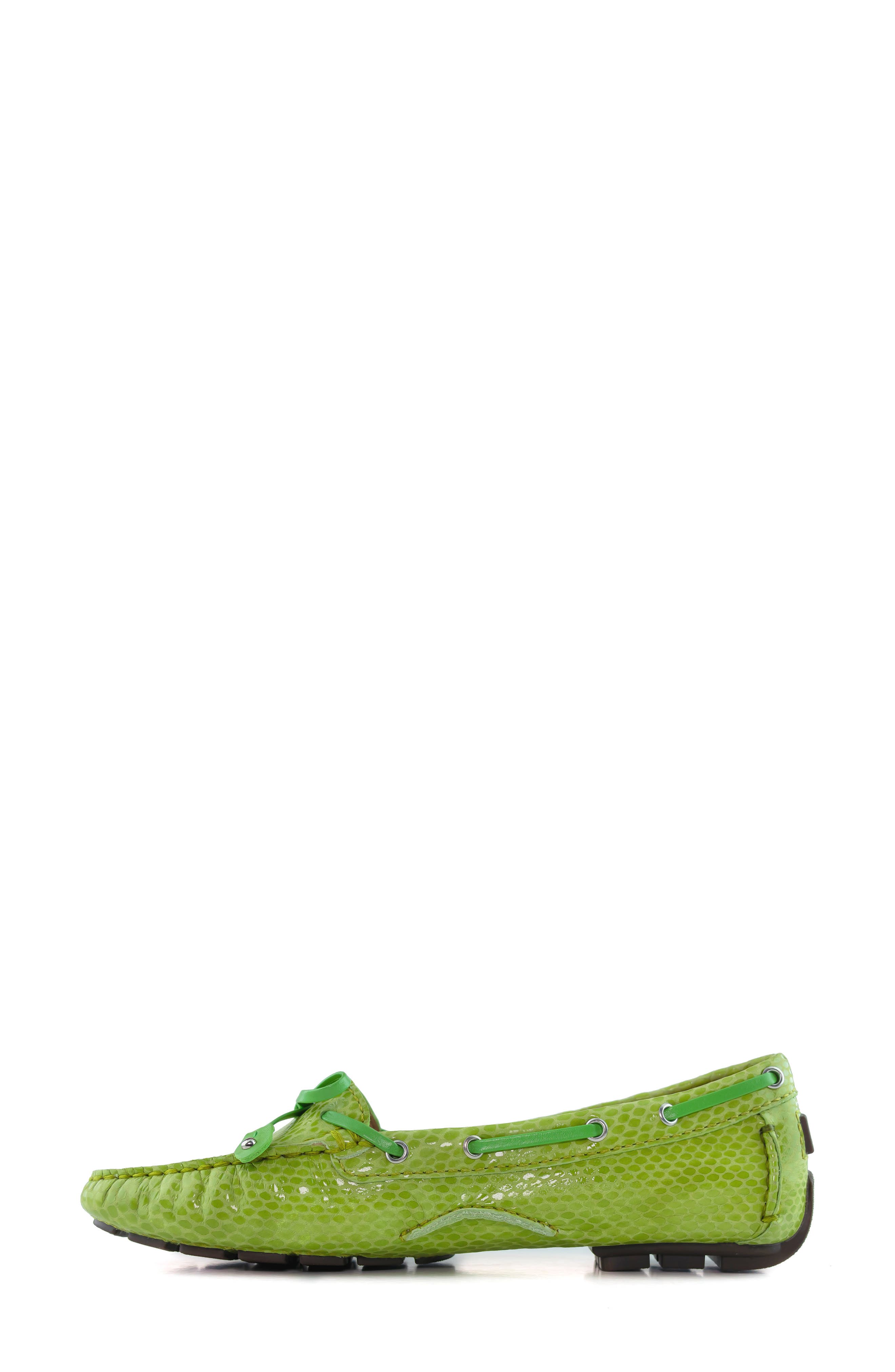 Cypress Hill Driving Loafer, Alternate, color, LIME SNAKE