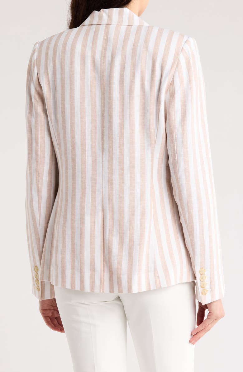 Elie Tahari The Helena Striped Blazer Jacket, Alternate, color, Sand And White Stripe