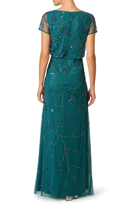 Beaded Blouson Gown