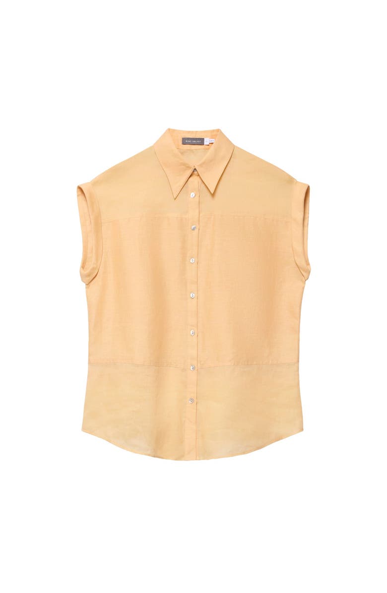 MINT VELVET Linen Blend Sheer Panel Shirt, Alternate, color, Yellow