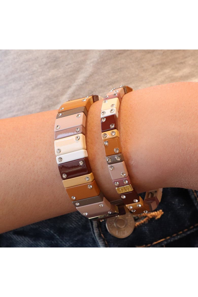 Mocha Domino Stretch Bracelet, Alternate, color, Mocha