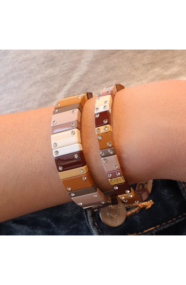 The Lovery Fine Jewelry Mocha Domino Stretch Bracelet, Alternate, color, Mocha