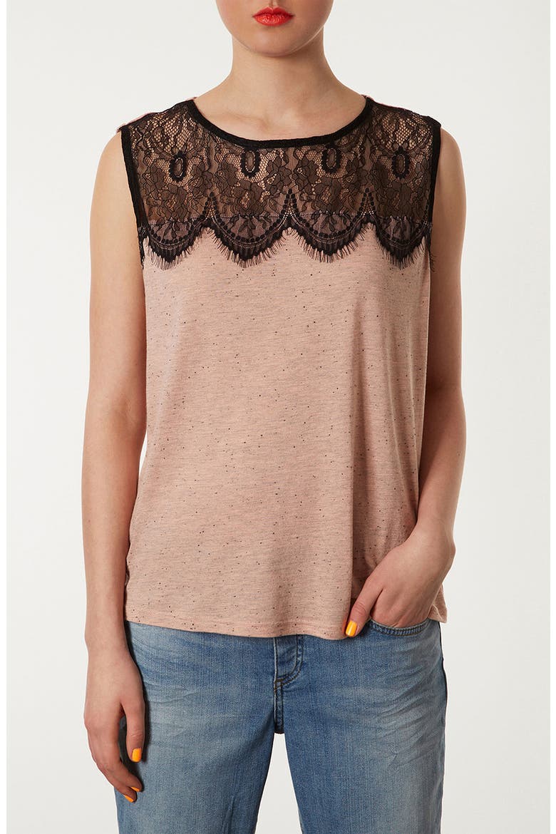 Lace Yoke Tank, Main, color, NUDE