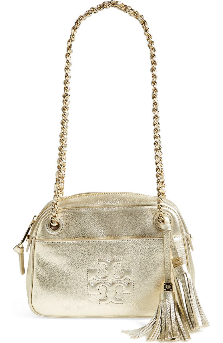 Tory Burch 'Thea' Metallic Leather Crossbody Bag, Main, color,