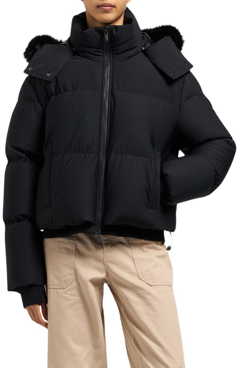 Moose Knuckles Misti Water Repellent & Wind Resistant Down Puffer Jacket with Removable Genuine Shearling Trim, Main, color, 