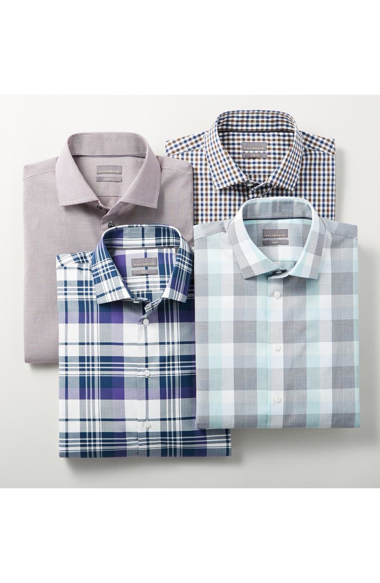 Calibrate Trim Fit Non-Iron Check Dress Shirt, Main, color,