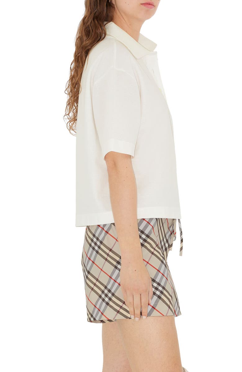 Burberry EKD Stamp Crop Cotton Piqué Polo, Alternate, color, 