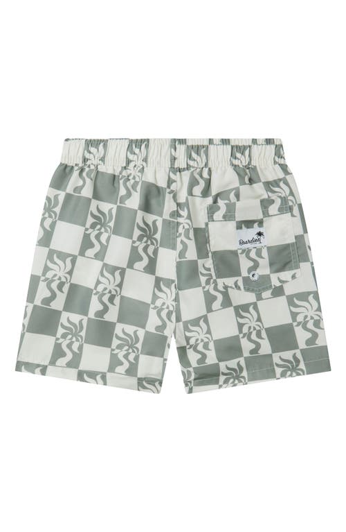 Boardies Kids' Clara Palm Swim Trunks In Olive/cream