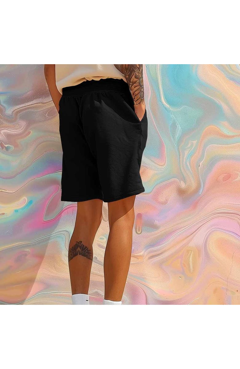 Dalix Mens Ghost Relaxed Fleece Sweat Elastic Shorts, Alternate, color, Black