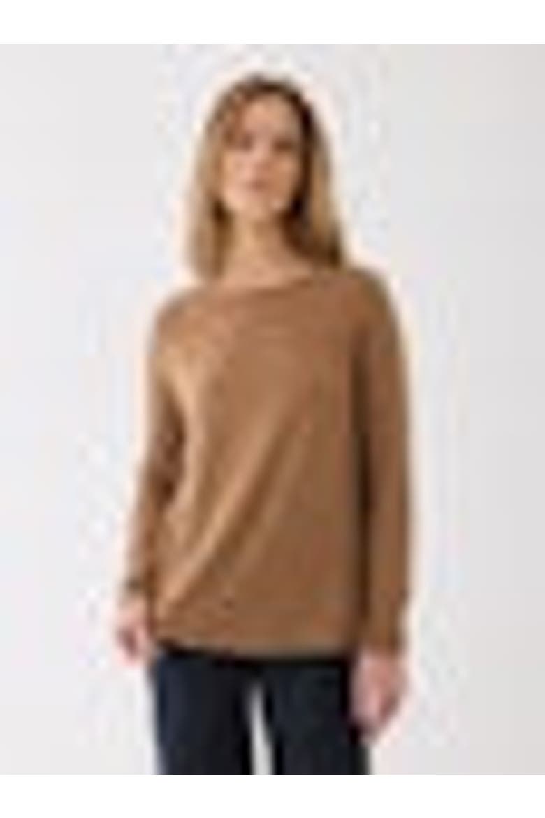 Soft Touch Long Sleeve Crewneck With Back Pleat, Alternate, color, CAMEL