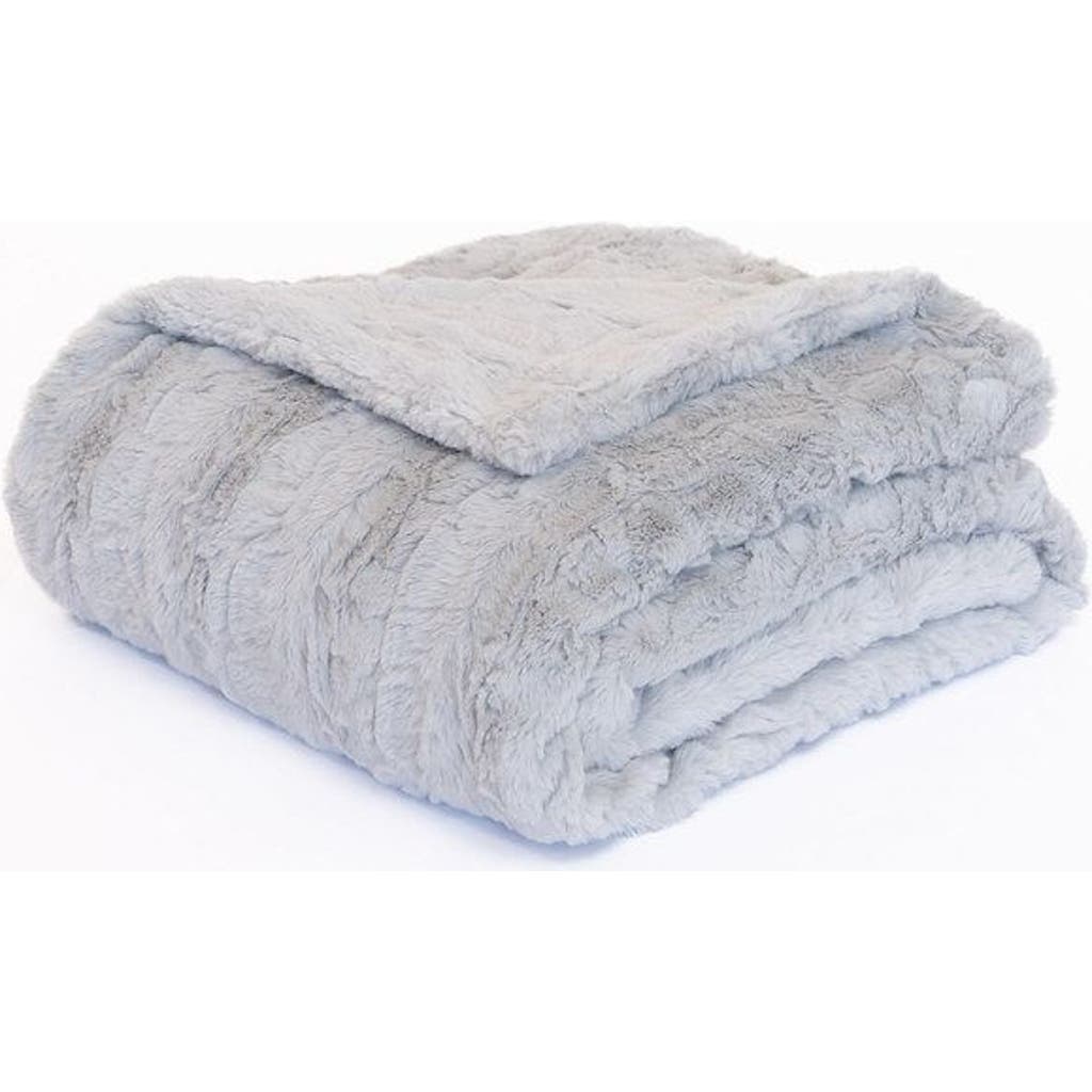 Sea To Me Blankets Hollywood Affair Faux Fur Throw Blanket In Gray