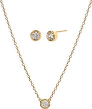 Bearfruit Jewelry Sterling Silver 18k Gold Plated Margot Necklace & Earring Set Dainty