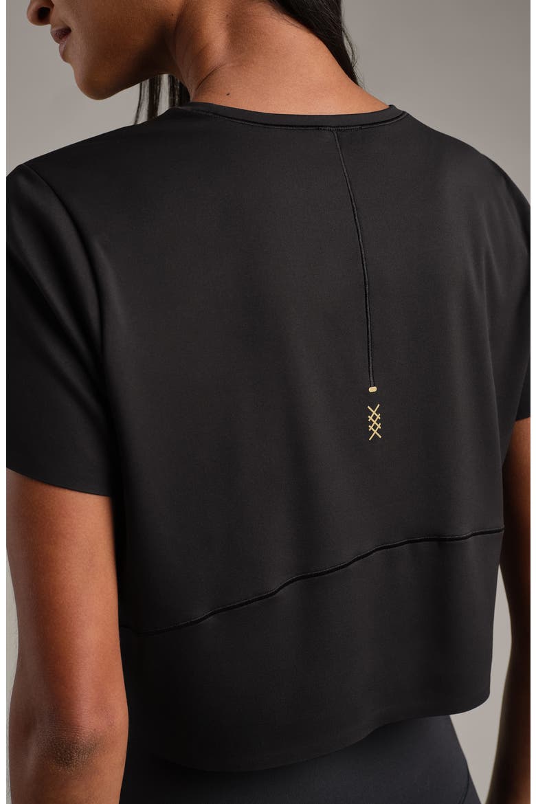 Serene Crop Performance T-Shirt, Alternate, color, BLACK