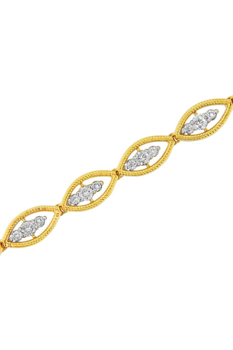 10K Yellow Gold Plated Silver 1 cttw Prong Set Diamond Link Bracelet, Alternate, color, Yellow