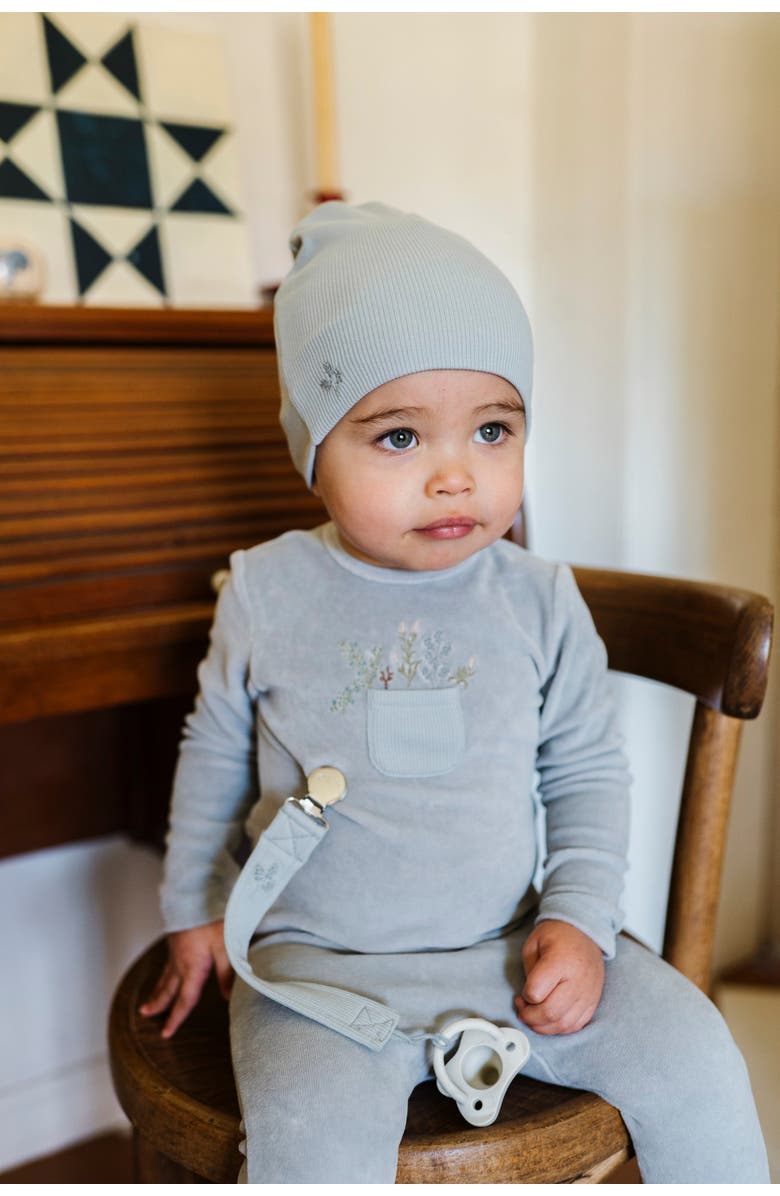 Ely's & Co. Velour Pocket Full of Flowers Collection - Footie, Alternate, color, Blue