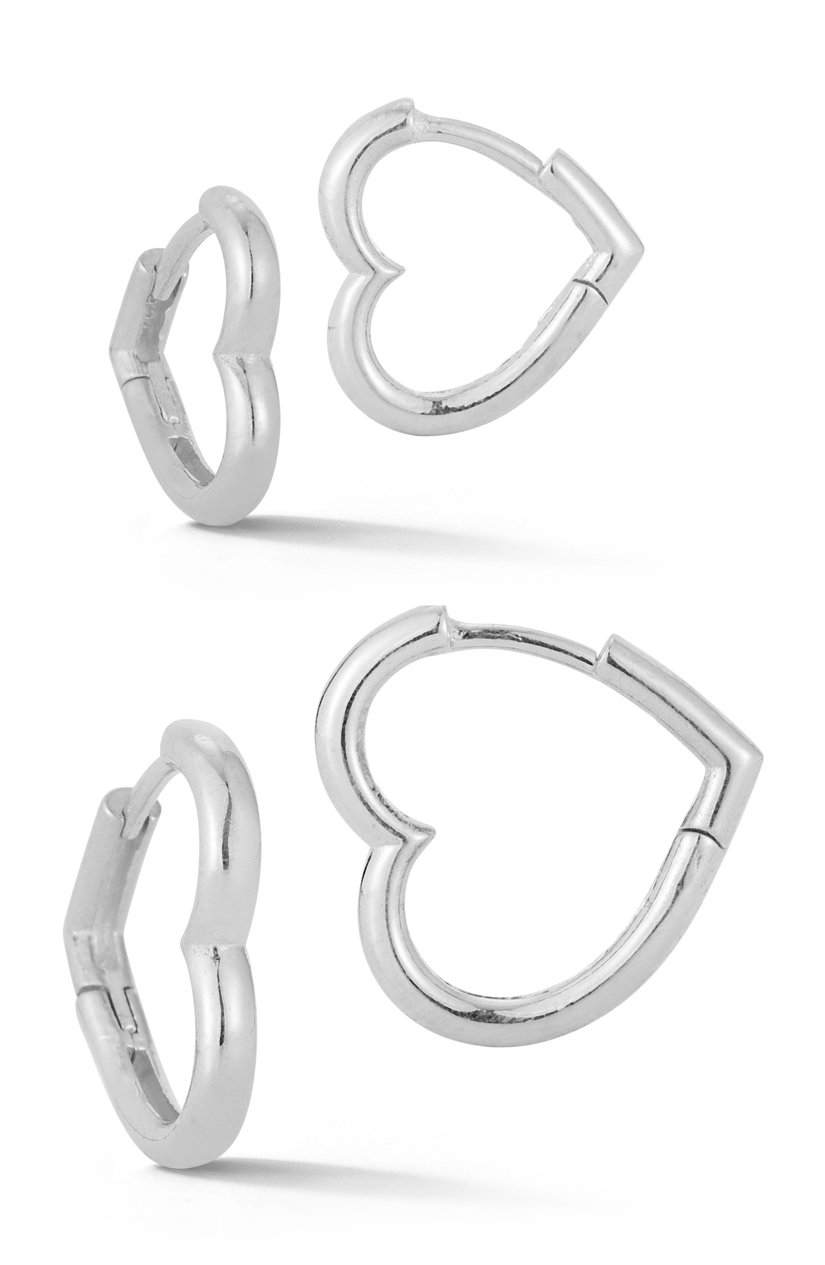 SPHERA MILANO Set Of 2 Heart Huggie Hoop Earrings