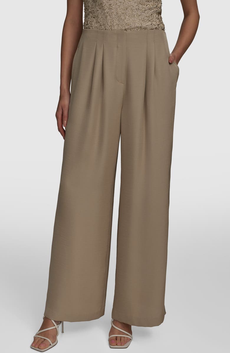 Donna Karan New York Ripple Wide Leg Pants, Main, color, Beige
