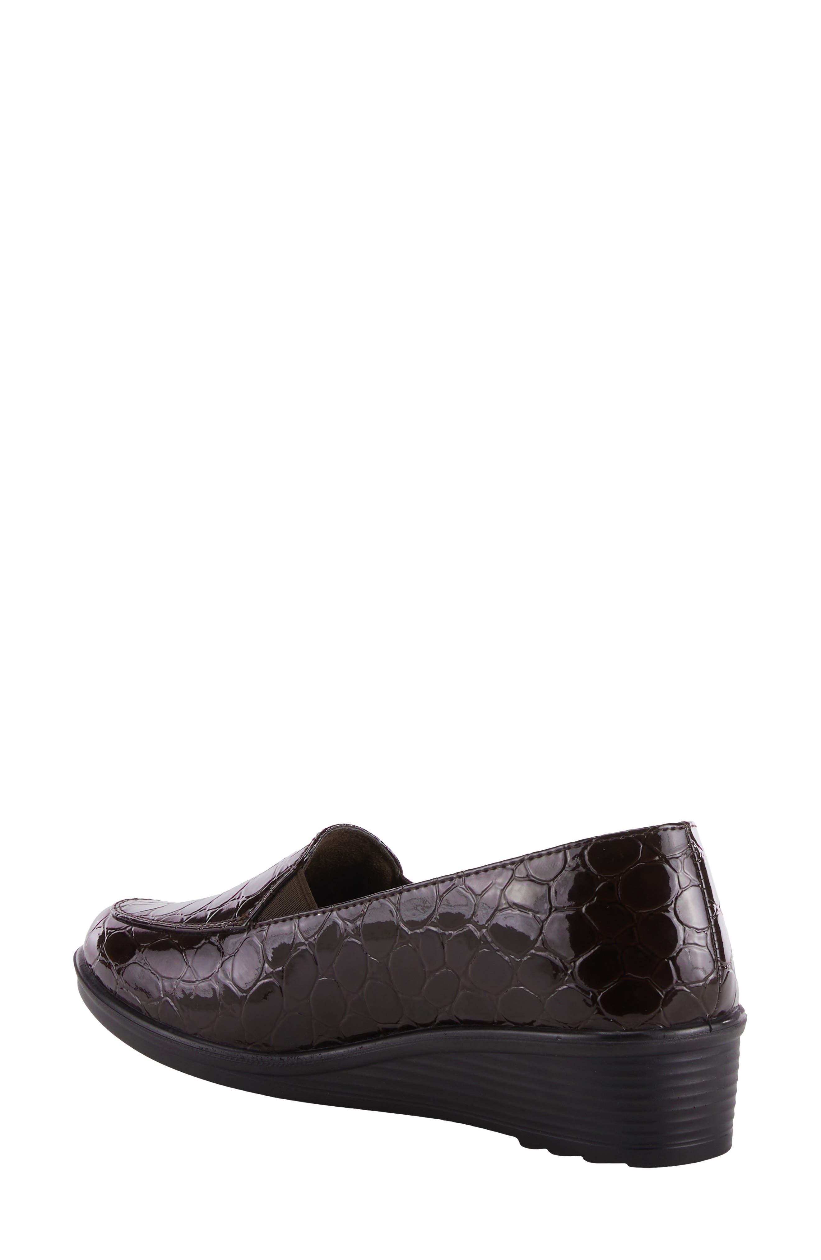 Flexus by Spring Step Biddey Wedge Loafer, Alternate, color, Dark Brown Croco