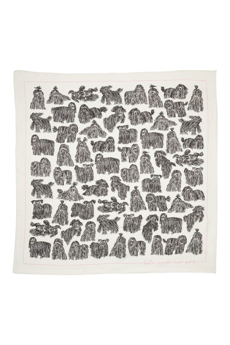 best in show square silk scarf, Alternate, color, BLACK / CREAM