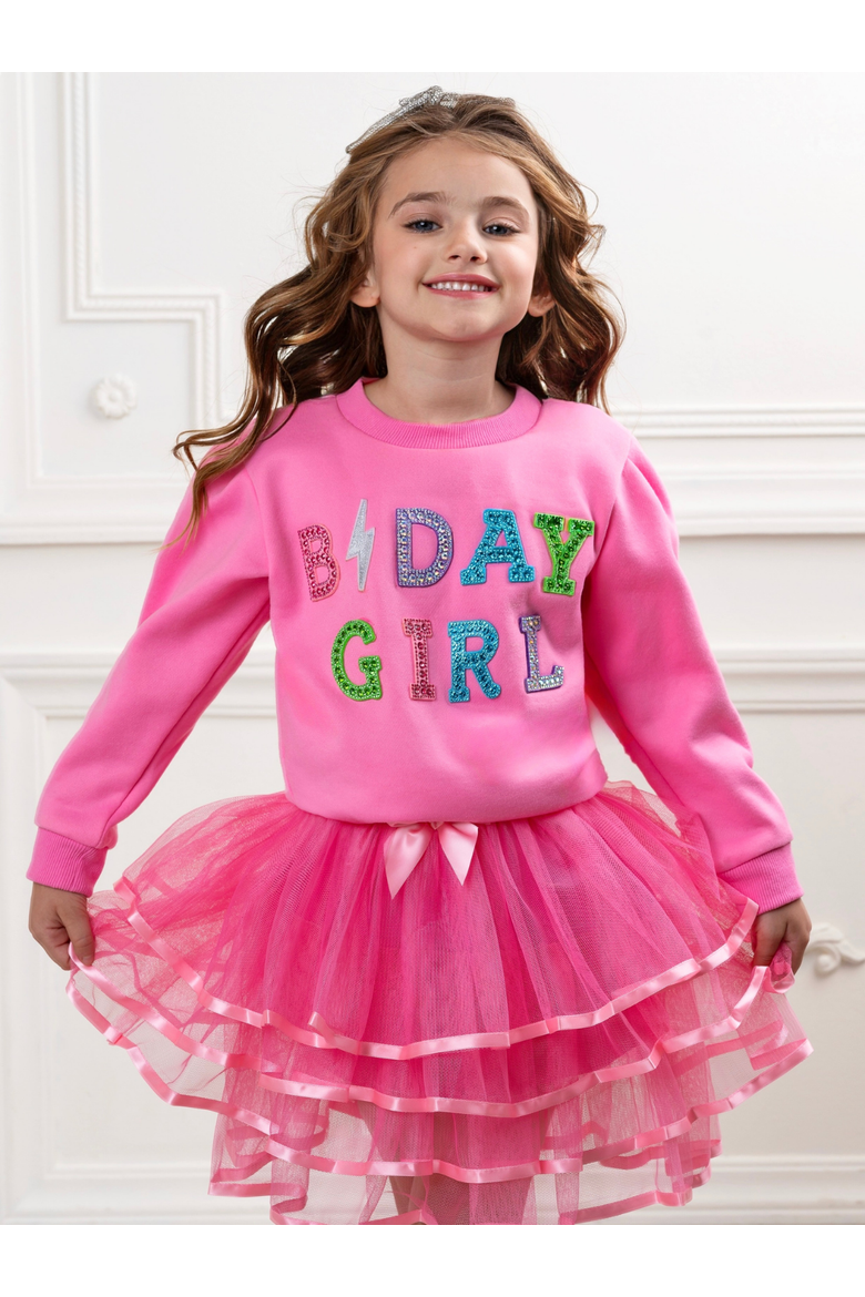 Color Pop Birthday Girl Gem Sweatshirt, Alternate, color, Pink