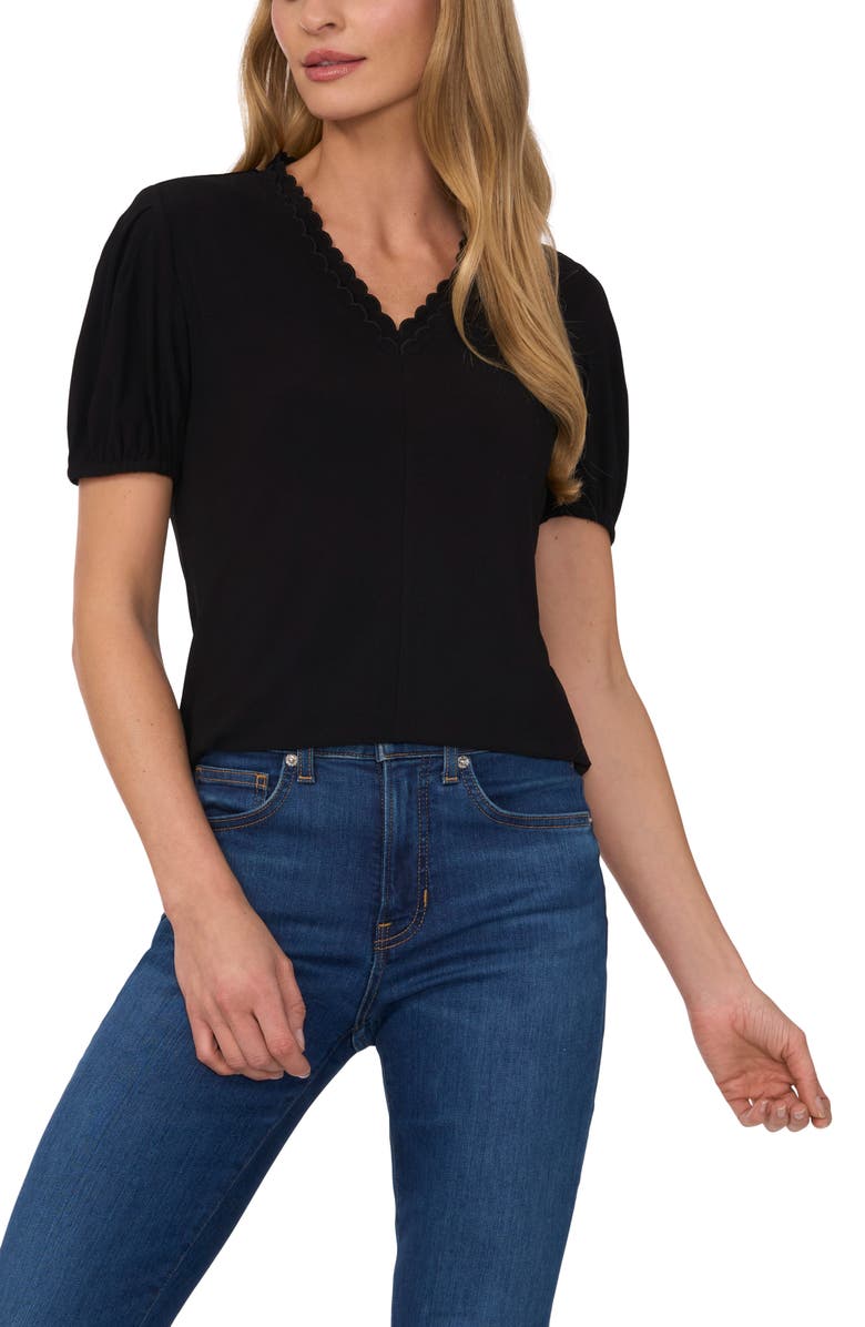 CeCe Scallop Puff Sleeve Top, Main, color, 