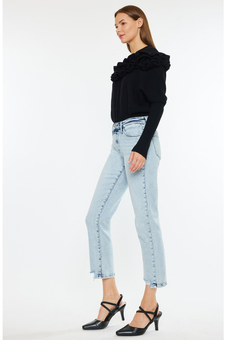 Pam Essentials Mid Rise Crop Straight Jeans, Alternate, color, Medium Wash