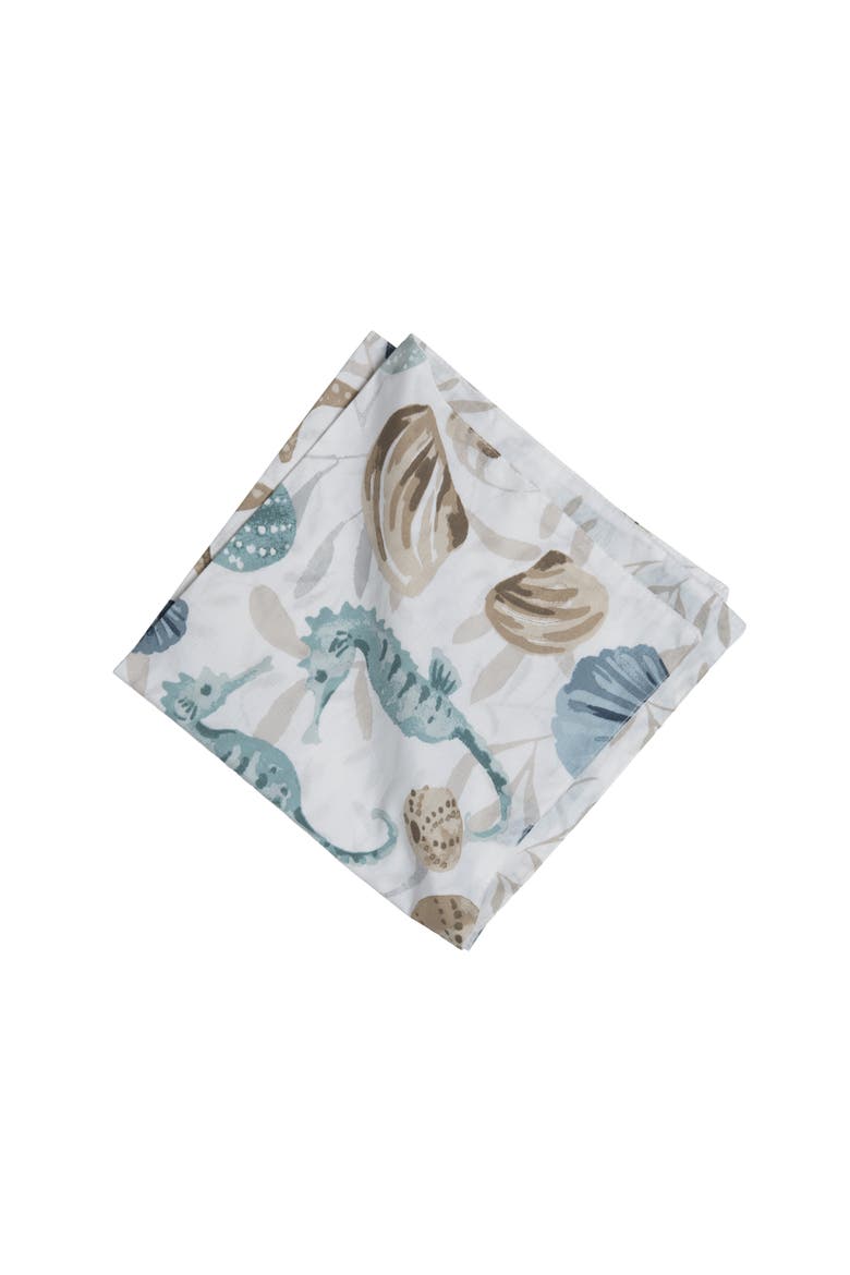Coastal Shells Set of 6 Cloth Napkins, Alternate, color, Beige