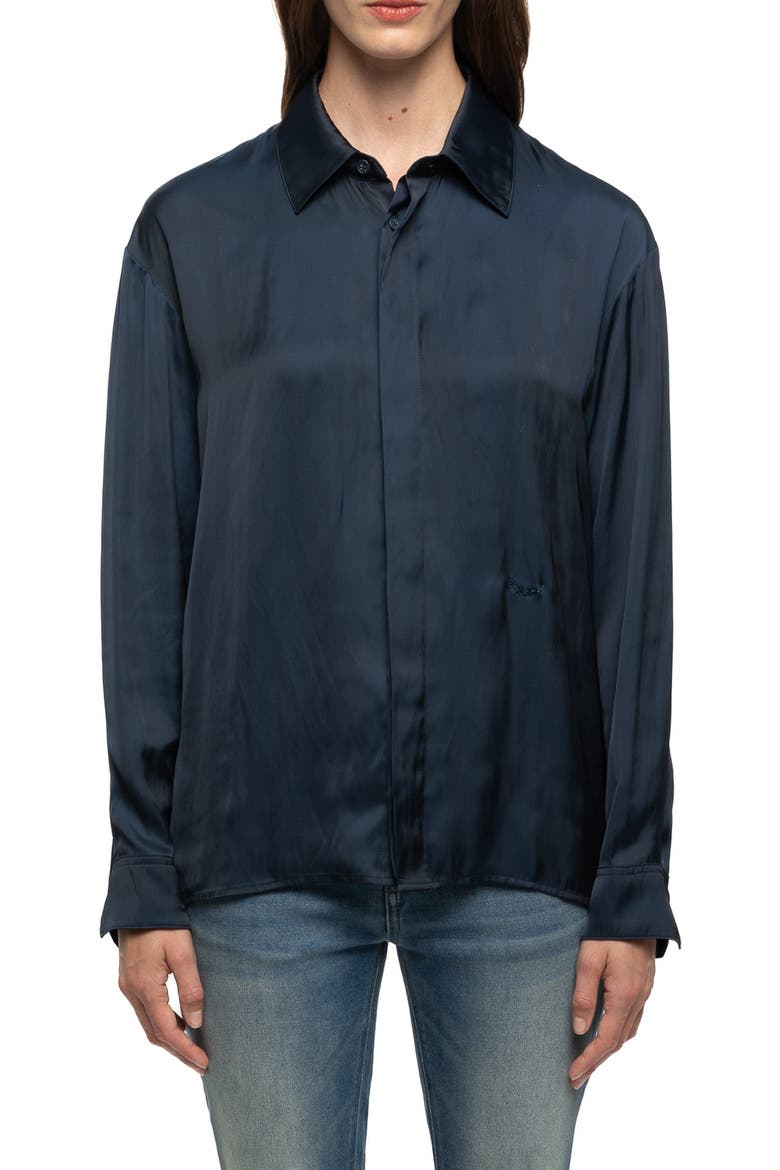 Tyrica Satin Shirt, Main, color, ENCRE