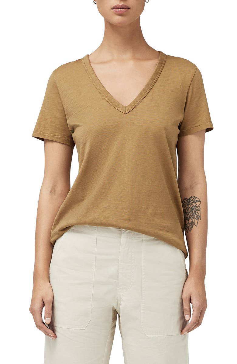 rag & bone The Vee Slub Cotton T-Shirt, Main, color, Khaki