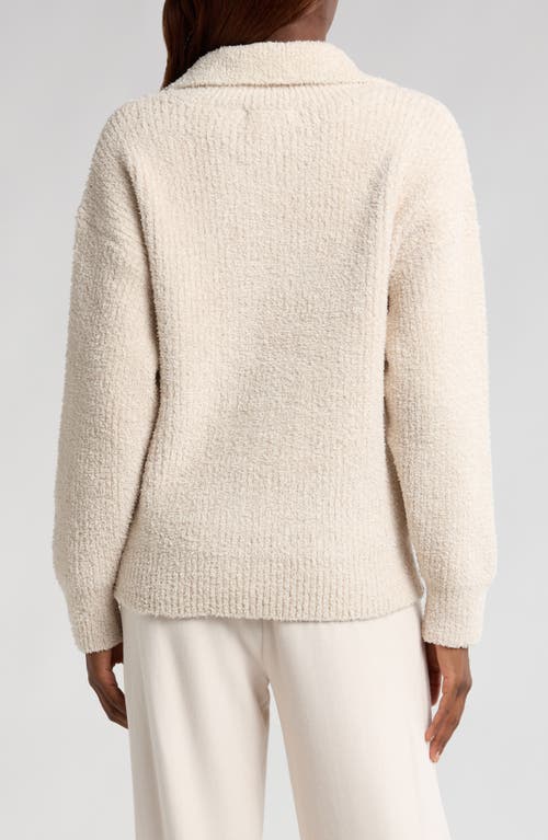 Barefoot Dreams Cozychic Button Placket Pullover In Heather Stone/cream