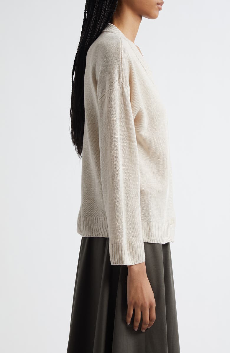 MM by Max Mara Alacre Linen Cardigan, Alternate, color, Sand