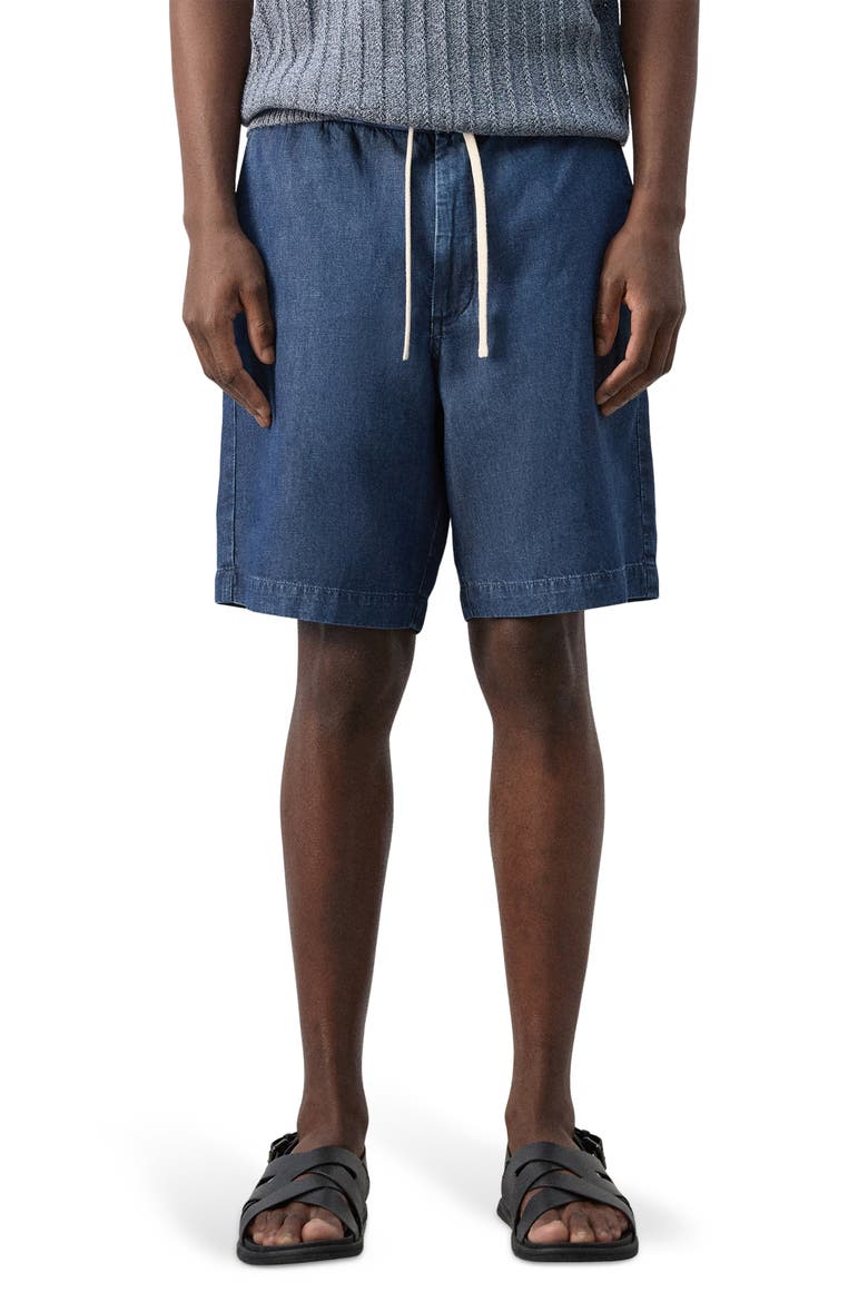 Cotton Blend Drawstring Bermuda Shorts, Main, color, DARK BLUE