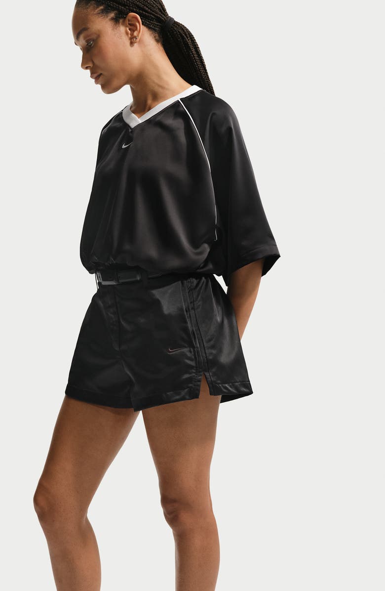 Nike Embroidered High Waist Shorts, Alternate, color, Black/ Black