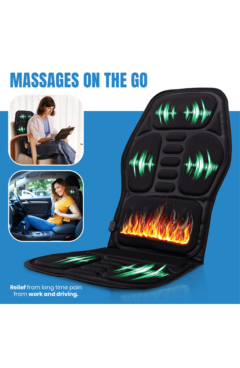 PURSONIC Ultimate Relaxation Bundle Heated Chair Mat, Rolling Massager, and 3-Speed Massage Gun, Alternate, color, Black