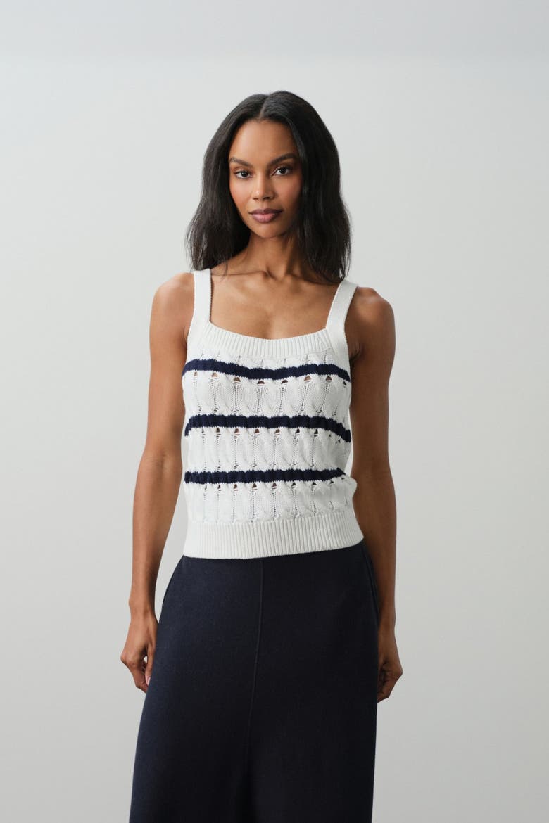 Elena Square Neck Tank, Main, color, TENNIS WHITE/CLUB BLUE