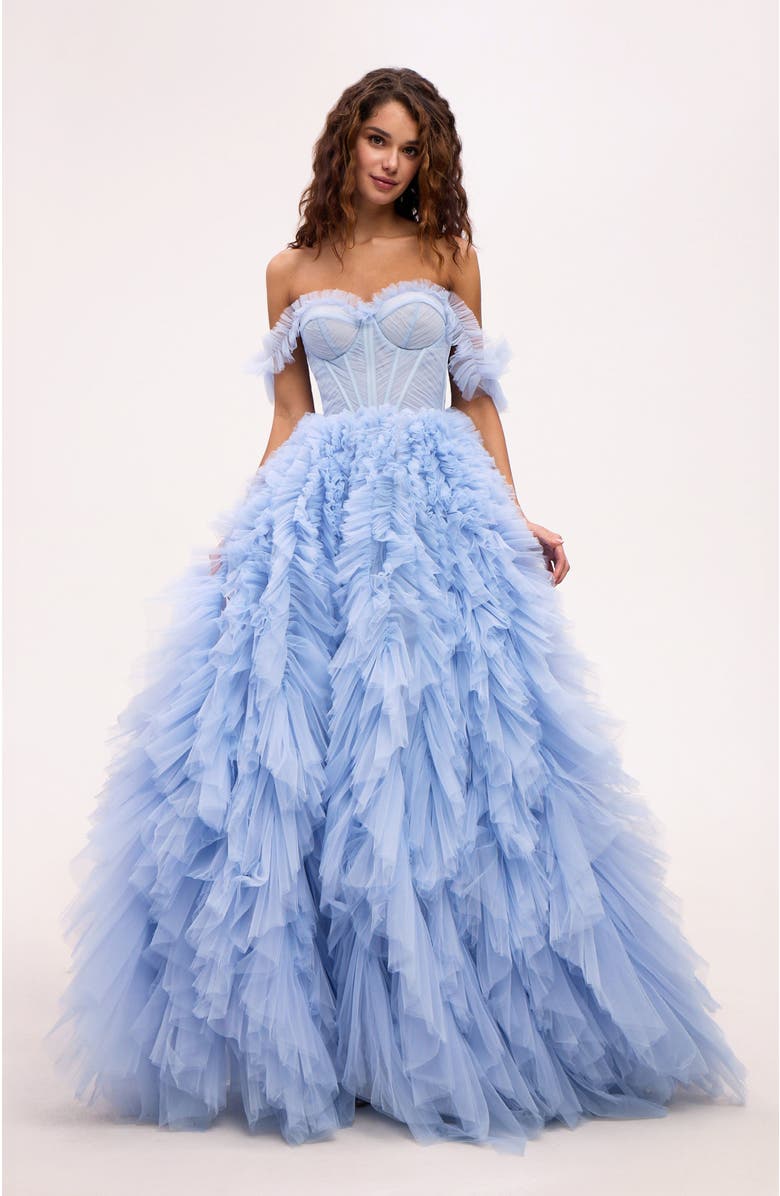 Milla Light Blue All Ruffled Up Evening Fluffy Dress, Main, color, Light Blue