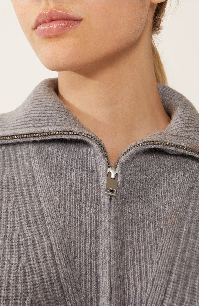 Italic Sophia Chunky Cashmere Quarter Zip Pullover, Alternate, color, Pebble Grey