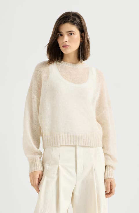 Mohair and wool sweater with monili