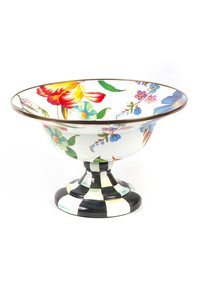 Flower Market Enameled Steel Large Compote, Main, color, WHITE MULTI
