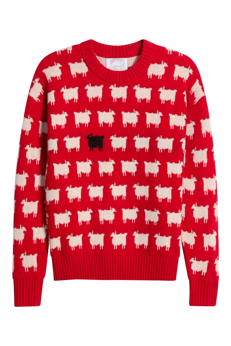 Sheep Wool Crewneck Sweater, Alternate, color, DIANA RED