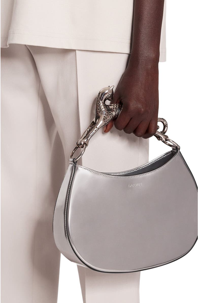 Lanvin Hobo Cat Bag in Metallic Leather, Alternate, color,
