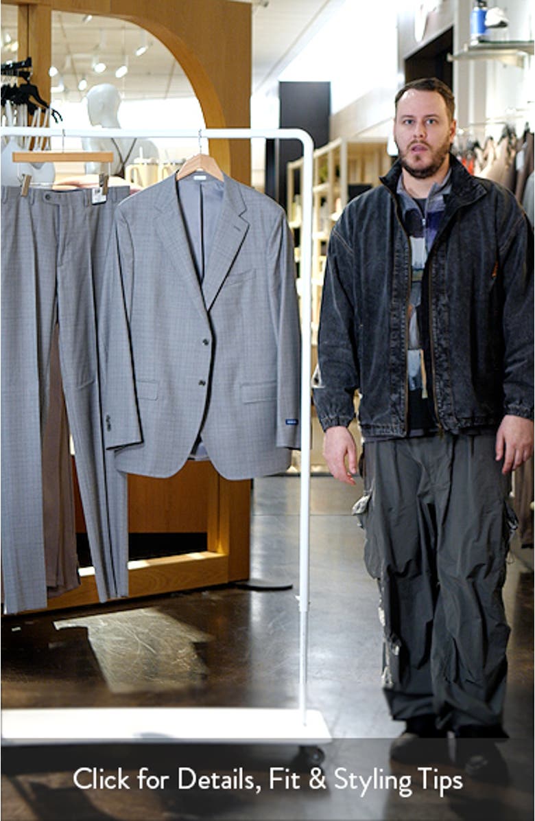 Hartford Classic Fit Grey Slub Check Wool Suit, sales video thumbnail