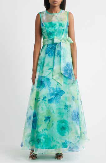 Eliza J Floral Illusion Neck Organza Ballgown