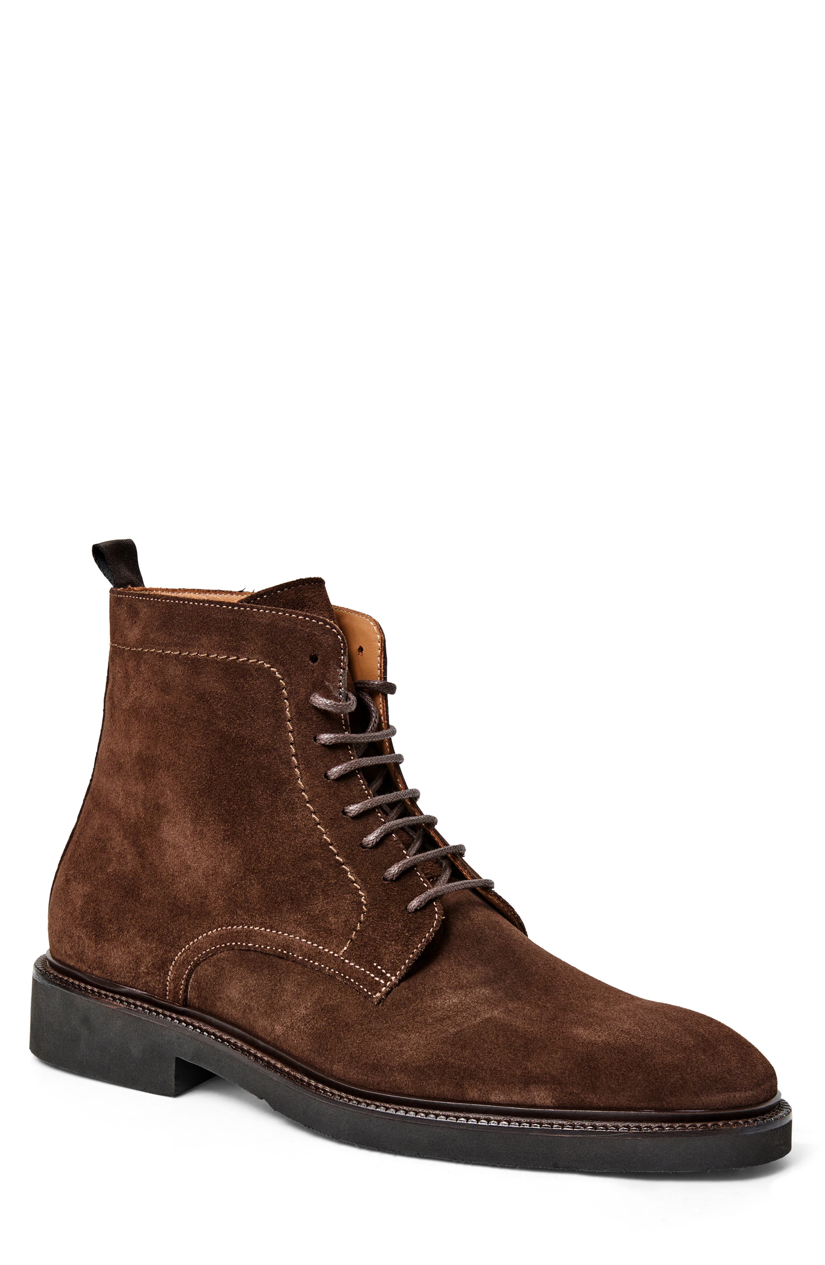 Bruno Magli Anthony Lace-Up Boot, Main, color, Dark Brown Suede