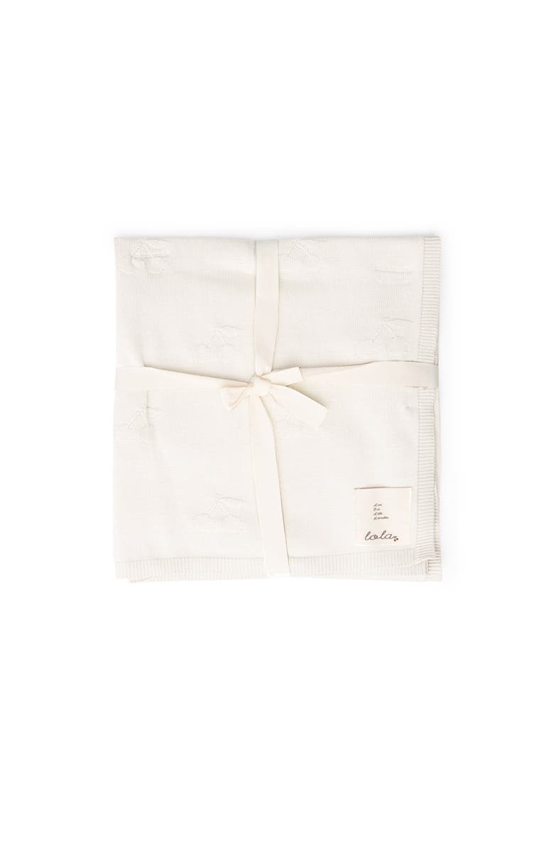 LOLA Girl Cherry Print Blanket, Main, color, Cream