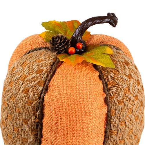 Northlight Burlap And Woven Jute Fall Harvest Pumpkin Decoration In Orange