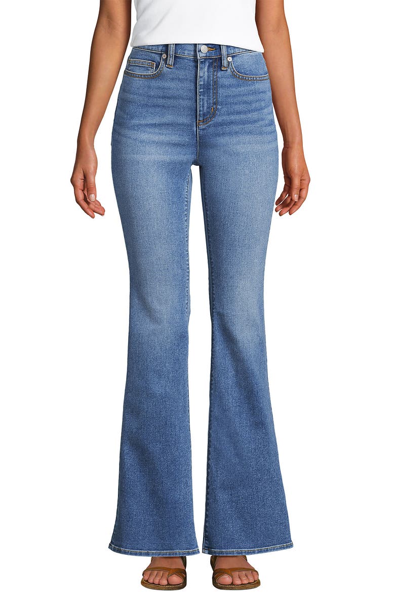 Lands' End Denim High Rise Skinny Flare Jeans, Main, color, Beau Blue