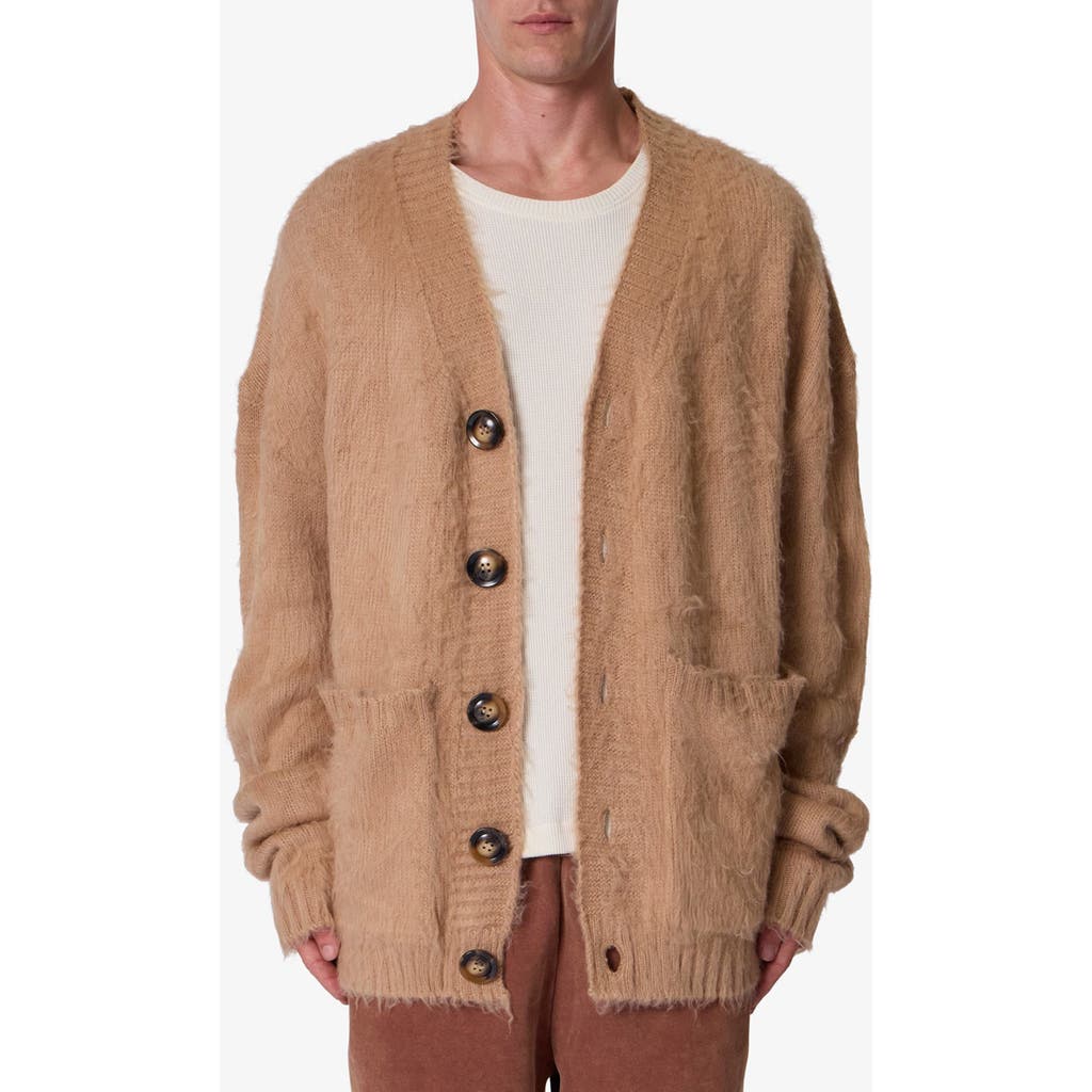 Mnml Elongated Fuzzy Cardigan In Brown